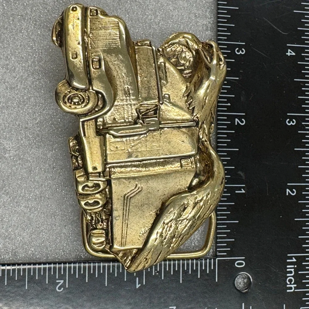 Gold Tone Eagle Trucker Truck Belt‎ Buckle Metal
